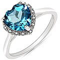 10k White Gold Blue Topaz and 1/6ct TDW Diamond Ring (J-K, I2-I3)