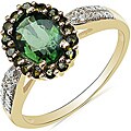 10k Yellow Gold Green Tourmaline and Diamond Accent Ring