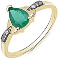 10k Yellow Gold Emerald and Diamond Accent Ring