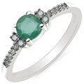 10k White Gold Emerald and 1/8ct TDW Diamond Ring (J-K, I2-I3)