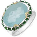 Malaika Sterling Silver Aquamarine and Chrome Diopside Ring