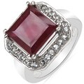 Sterling Silver Ruby and White Topaz Ring