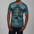 Pop Icon Men's Blue Cotton Cross and Chain-print Tee