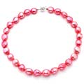 Sterling Silver Pink Baroque Pearl Necklace (13-14 mm)