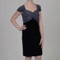 Onyx Nite Women's Colorblocked Sweetheart Cap-sleeve Dress