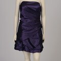 Onyx Nite Women's Plus Size Purple Taffeta Strapless Bubble Hem Dress