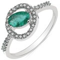 10k White Gold Emerald and 1/6ct TDW Diamond Ring (J-K, I2-I3)