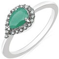 10k White Gold Emerald and 1/8ct TDW Diamond Ring (J-K, I2-I3)