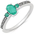 10k White Gold Emerald and 1/10ct TDW Diamond Ring (I-J, I2-I3)