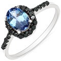 10k White Gold Tanzanite and 1/4ct TDW Black Diamond Ring