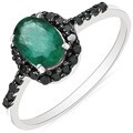 10k White Gold Emerald and 1/4ct TDW Black Diamond Ring