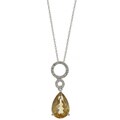 Viducci 10k White Gold Citrine and 1/10ct TDW Diamond Circle Necklace (G-H,I1-I2)