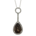 Viducci 10k Gold Smokey Quartz and 1/6ct TDW Diamond Necklace (G-H, I1-I2)