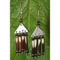 Aluminum and Porcupine Quill Triangle Earrings (Kenya)