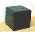 Bi-cast Leather Black Storage Ottoman