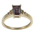 14k Yellow Gold 1/10ct TDW Diamond and Created Alexandrite Ring (J-K, I1-I2)