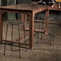 Set of 2 Iron Zinc-finish Tufted-top Counter Stools (India)