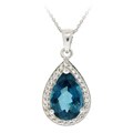 Glitzy Rocks Silver London Blue Topaz and CZ Teardrop Necklace
