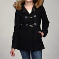 Michael Kors Women's Black Wool Faux-fur Toggle Coat FINAL SALE