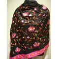 Selection Privee 'Isabel' Black Wool- and Silk-blend Floral Shawl