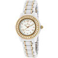 Le Chateau All White Ceramic Women's Watch with Zirconia Studded Bezel
