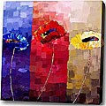 Abstract 'Three Color Flower' Canvas Art