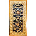 Afghani Hand-knotted Blue/ Ivory Vegetable Dye Wool Rug (4'11 x 10'2)