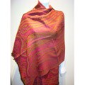 Selection Privee 'Jade' Fuschia Paisley Wool Shawl