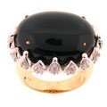 Meredith Leigh Two-tone Silver Onyx and Cubic Zirconia Dome Ring