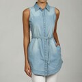 Razzle Dazzle Women's Cotton Sleeveless Chambray Blouse