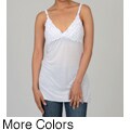 Elan Women's Ruffle Bust Spaghetti Strap Top