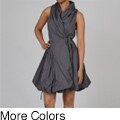 Elan Women's Cotton Wrap-front Bubble-hem Dress