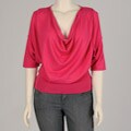 Womens Plus Size Raspberry Drape Neck Knit Top