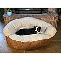 Round Brown Microsuede and Sherpa Pet Bed