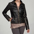 Big Chill Women's Faux Leather Flap-pocket Jacket
