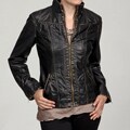Big Chill Women's Gold Black Stitched Faux Leather Scuba Jacket