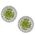 Kabella Sterling Silver Round Peridot Rope Design Stud Earrings