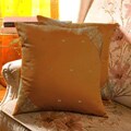 Set of 2 Sari Fabric Decorative Mustard Pillow Covers (India)
