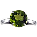 10k White Gold Round Peridot Solitaire Ring