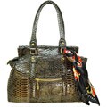 Vecceli Italy Brown Snakeskin Embossed Shoulder Bag