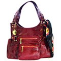 Vecceli Italy Alligator Embossed Red Handbag