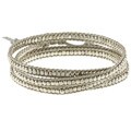 Silverplated Bead Leather Wrap Bracelet