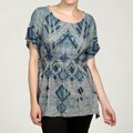 Romeo & Juliet Women's Short Sleeve Diamond Print Smocked Waist Top
