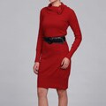 Jonathan Martin Women's Red Belted Turtleneck Sweater Dress FINAL SALE