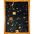 Persian Hand-knotted Navy Gabbeh Wool Rug (5'10 x 7'8)