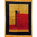 Persian Hand-knotted Navy and Red Gabbeh Wool Rug (5'6 x 7'6)