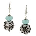 Charming Life Sterling Silver Created Blue Quartz Balinese-style Earrings