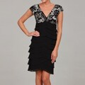 Scarlett Women's Sequin Floral Pattern Over Shutter Pleated Dress