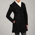 Jessica Simpson Women's Black Tweed Double-breasted Coat