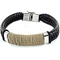 Stainless Steel Brown Leather Bracelet